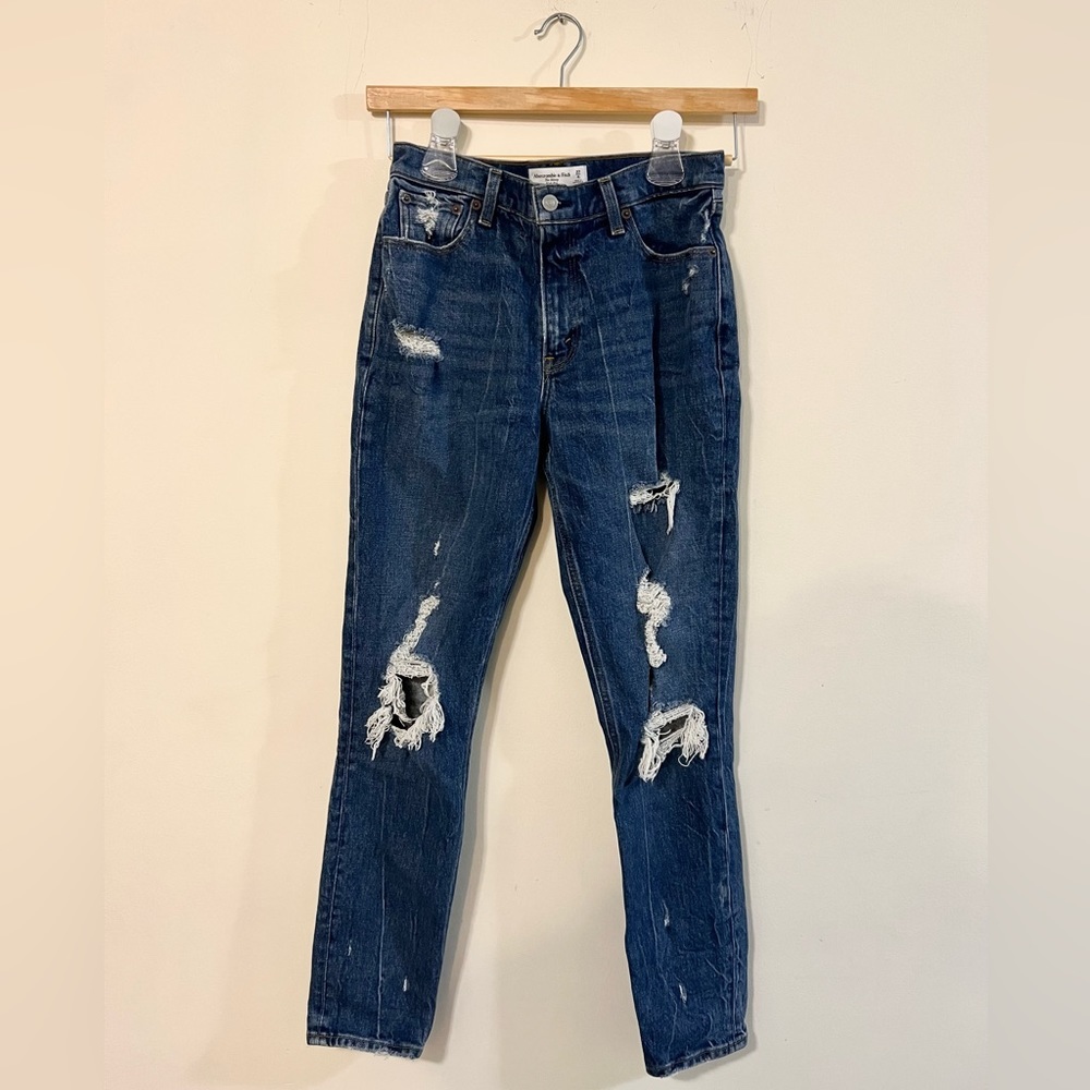 COPY - Abercrombie and Fitch The Skinny High Rise Distressed Jeans Long